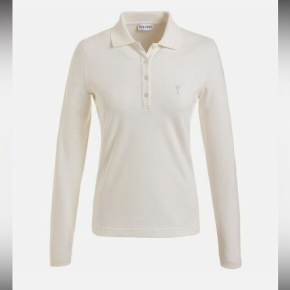 Golfino Ladies Brushed Sun Protection Long Sleeve Polo In Ivory Size M - Picture 1 of 10